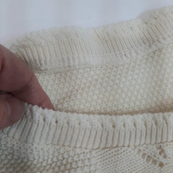 Rare handmade vintage quiet luxury knit short sleeve ivory sweater - Picture 11 of 16